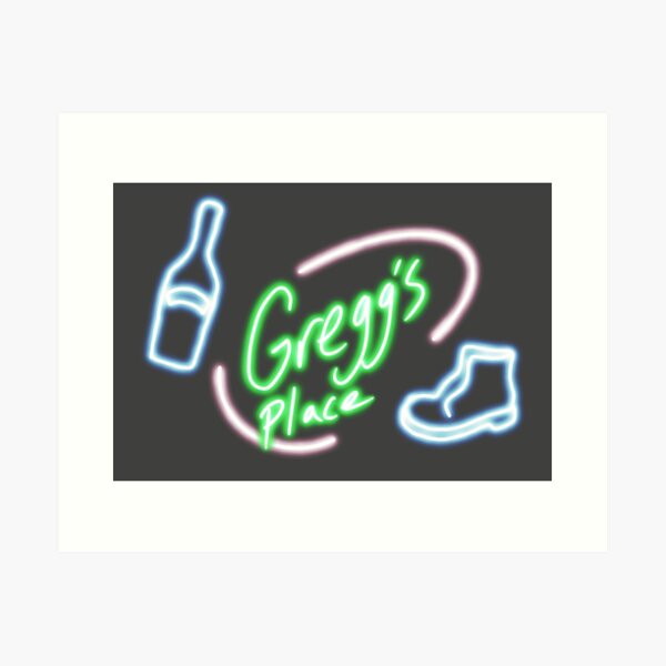 The Mighty Boosh Old Gregg’s Place neon sign Art Print