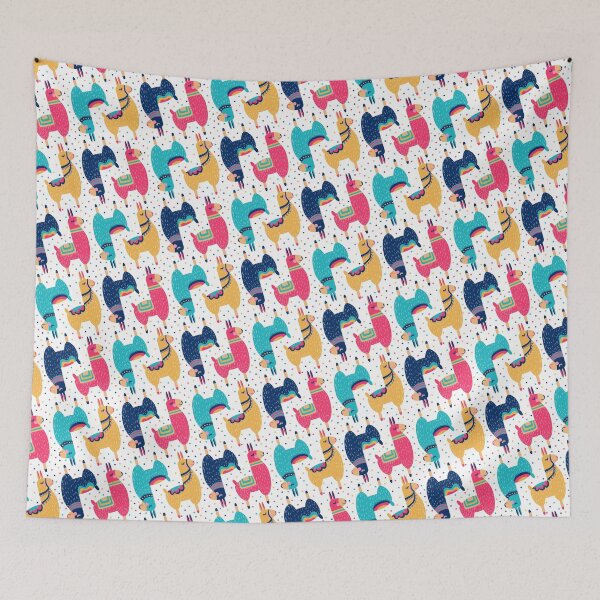 Item preview, Colorful cute Llama Alpaca Party Pattern designed and sold by Patterntastic.