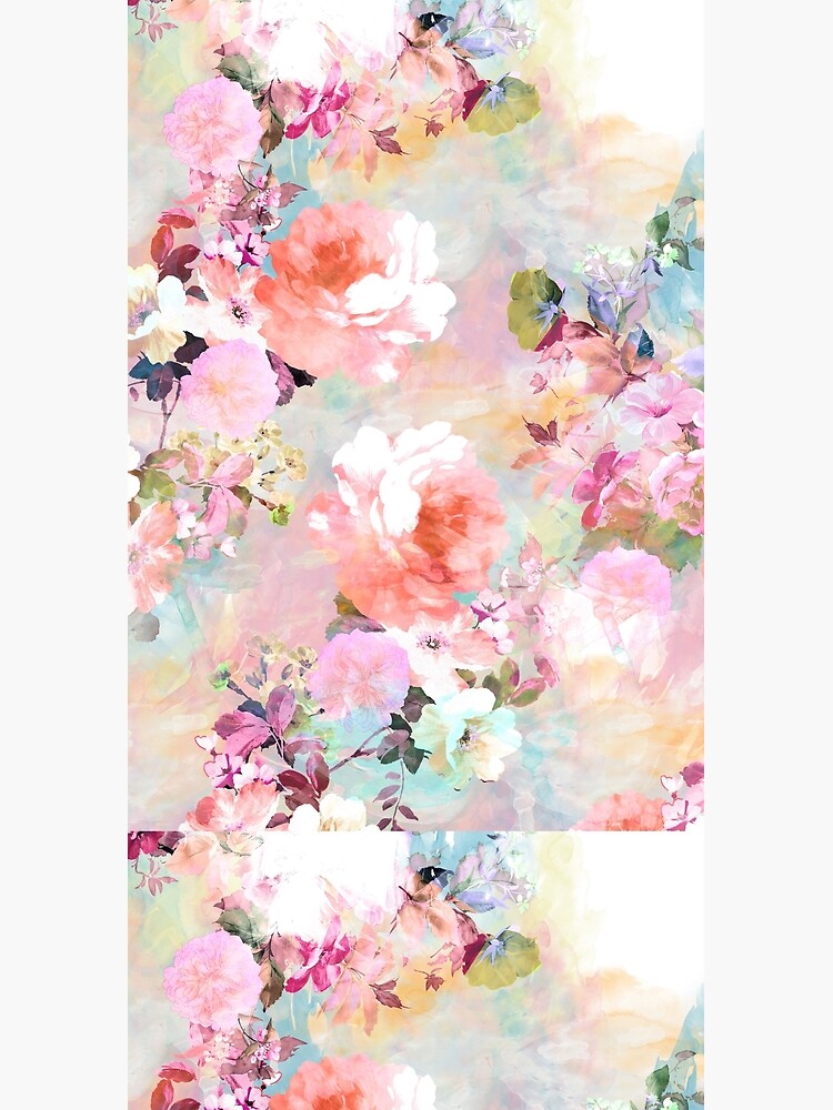 Thumbnail 3 of 3, Duffle Bag, Romantic Pink Teal Watercolor Chic Floral Pattern designed and sold by GirlyTrend.