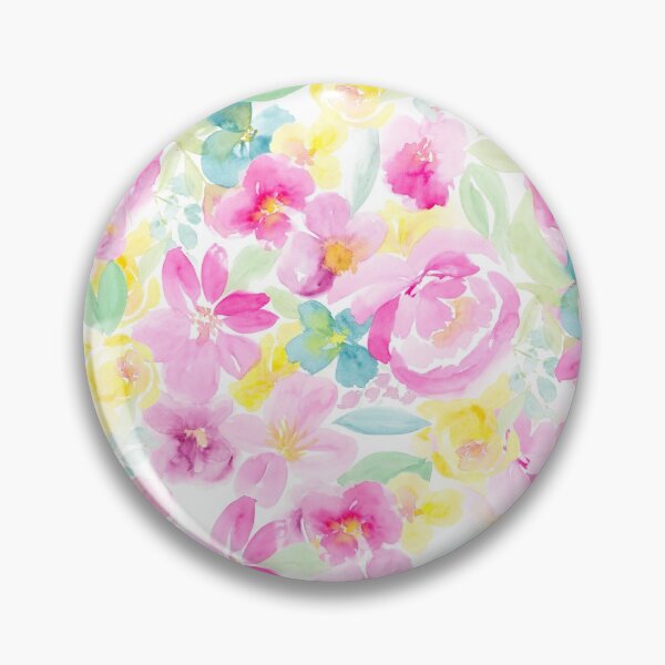 Item preview, modern pastel floral watercolor pattern pink yellow designed and sold by GirlyTrend.