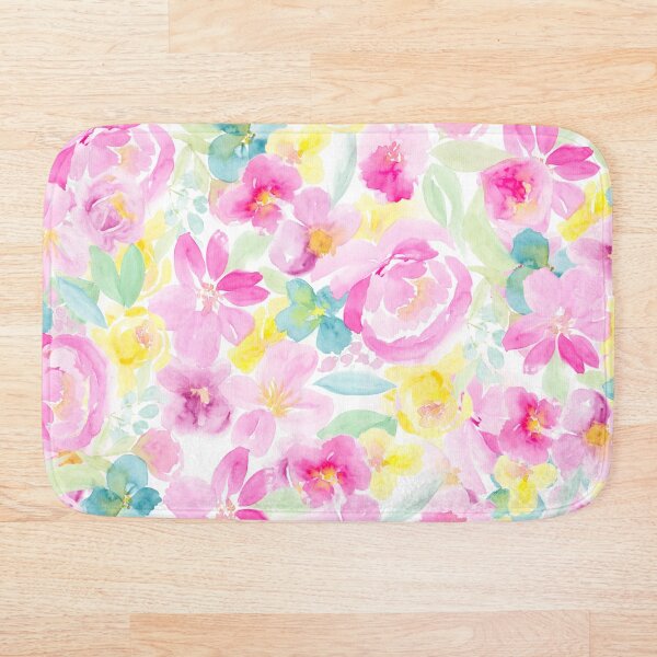 Item preview, modern pastel floral watercolor pattern pink yellow designed and sold by GirlyTrend.