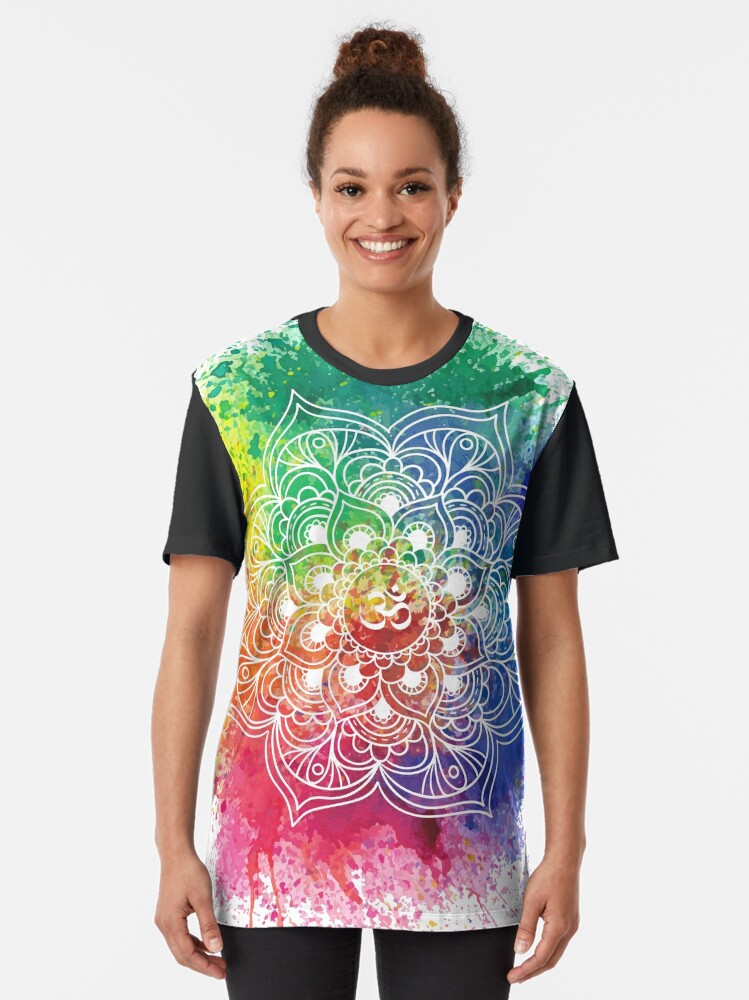 Vista alternativa de Camiseta gráfica Multicolored Mandala watercolor