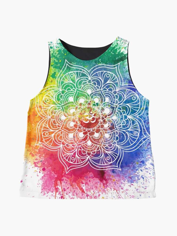 Blusa sin mangas con la obra Multicolored Mandala watercolor, diseñada y vendida por weloveboho