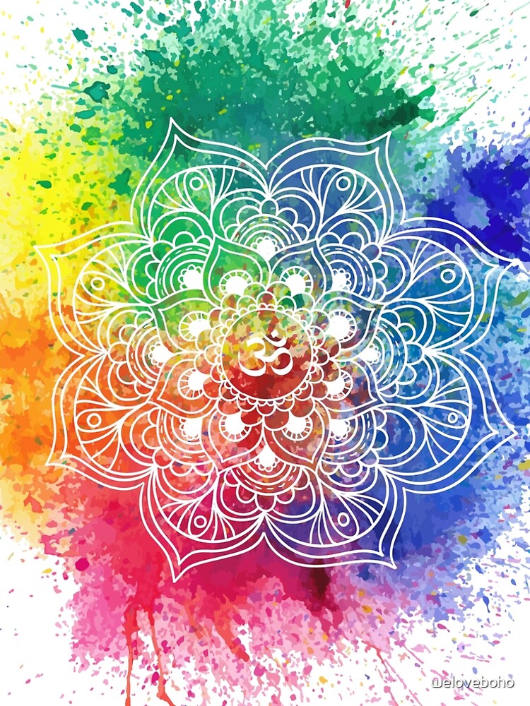 Multicolored Mandala watercolor de weloveboho