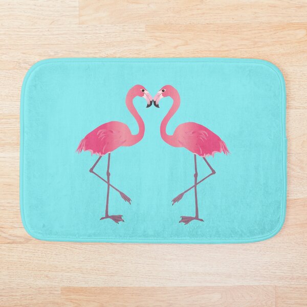Two Pink flamingo's Bath Mat
