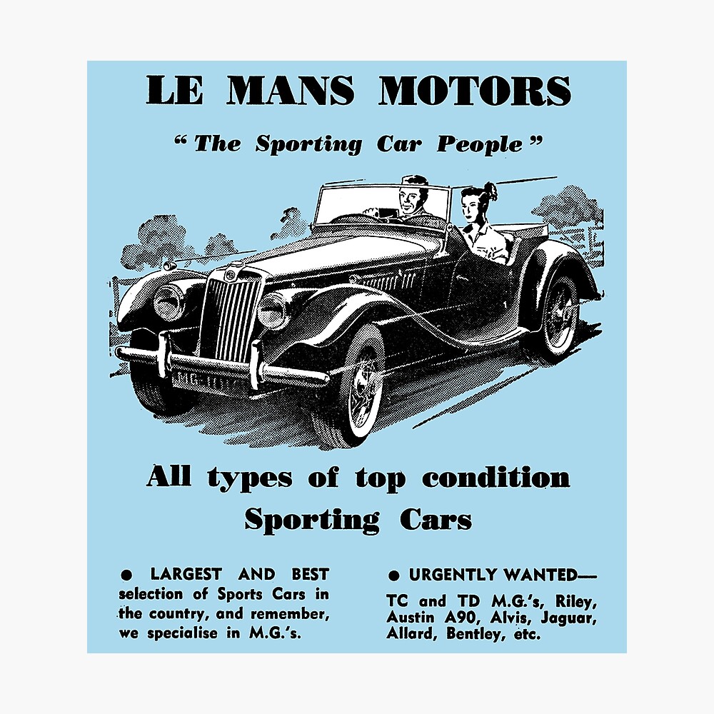 MG Midget TF 1953 Safety Fast Sports Car Vintage Poster Print Retro Style Art 
