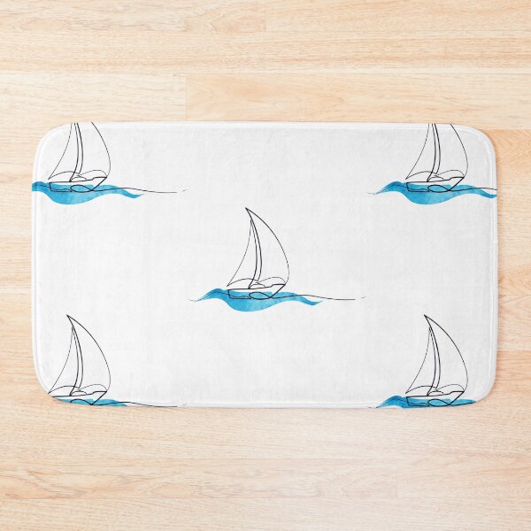 Item preview, Hydro Flask sticker - ocean blue watercolor wave and sailboat | Line art designed and sold by Vane22april.