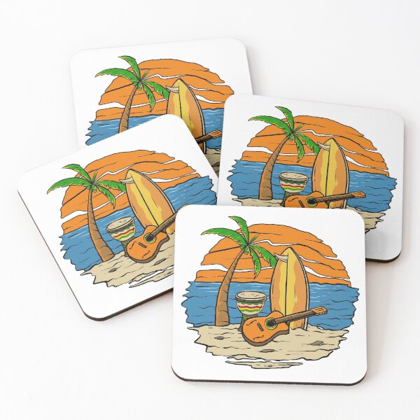 Item preview, Guitar And Surfing Board In The Sun Set Of Beach designed and sold by Joni77.