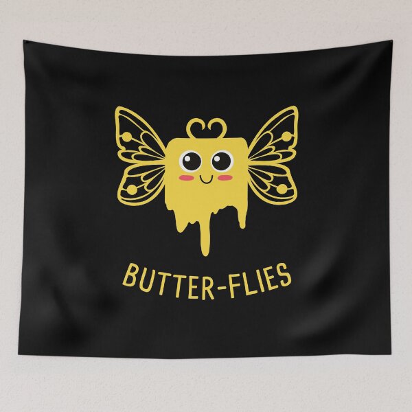Item preview, funny pun and cute butterfly with butter designed and sold by Catcrea.