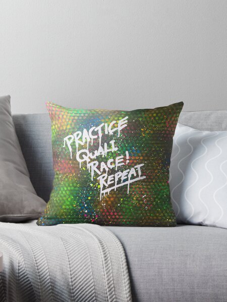 Practice Quali Race Repeat! Throw Pillow