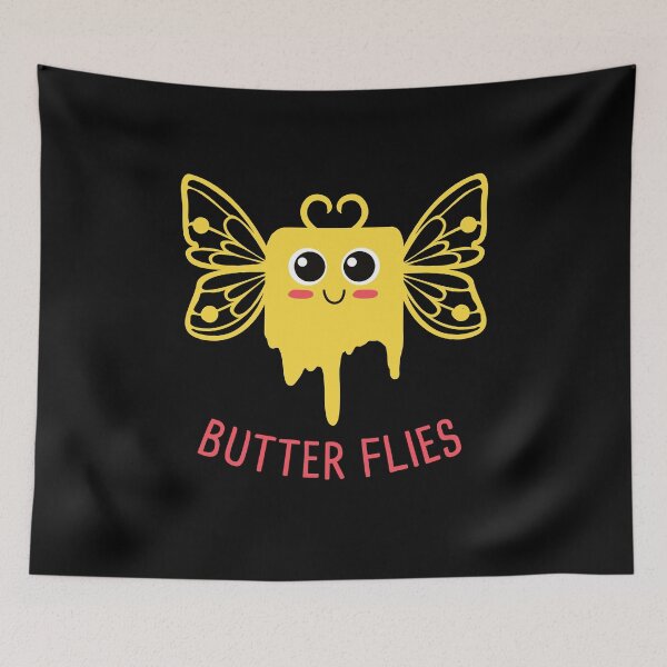 Item preview, funny pun and cute butterfly with butter designed and sold by Catcrea.