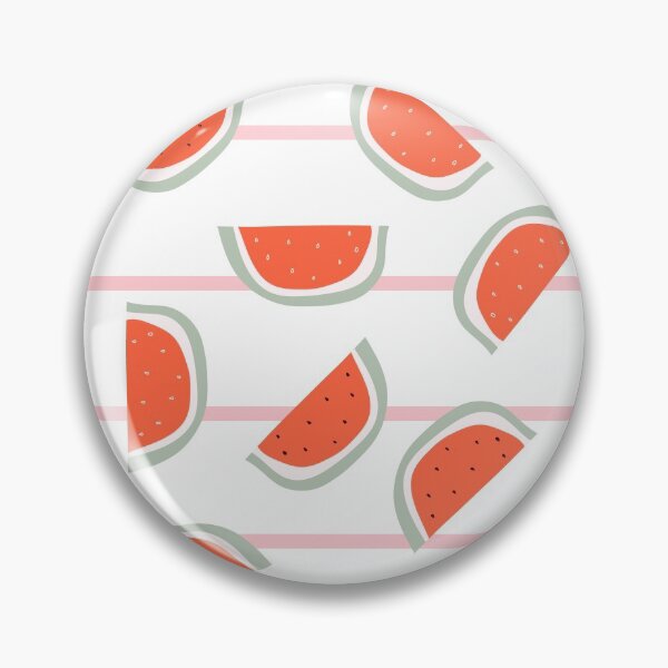 Item preview, Red watermelon slice with bones design on striped pink background designed and sold by Eshka.