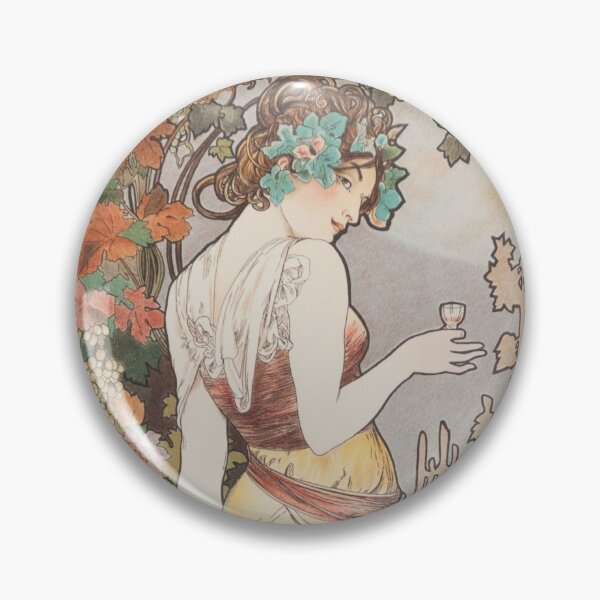 HD. Cognac Bisquit - Paris, d'Alphonse Mucha (1899) HAUTE DÉFINITION (couleurs d'origine) Badge