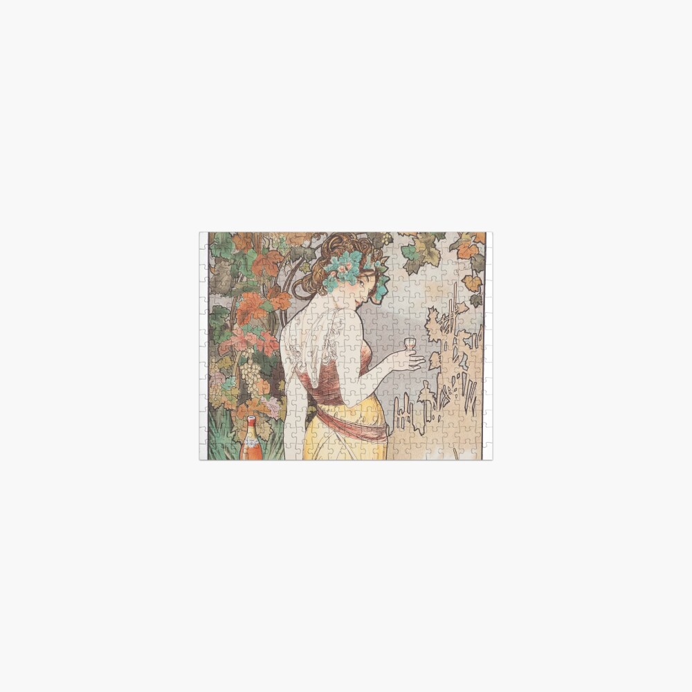 HD. Cognac Bisquit - Paris, by Alphonse Mucha (1899) HIGH DEFINITION (original colors) Jigsaw Puzzle