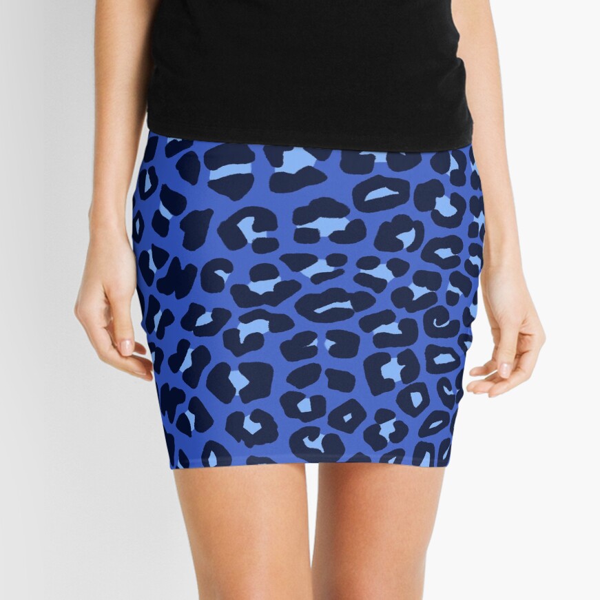 Leopard print pencil skirt blue hotsell