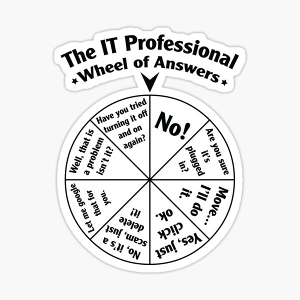 Aperçu de l'œuvre La roue des réponses des professionnels de l'informatique. créée et vendue par OffensiveFun.