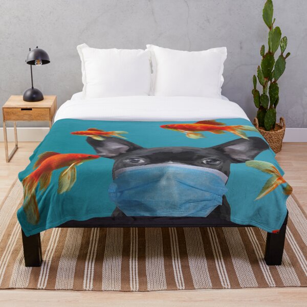 Item preview, French Bulldog with mask and goldfishes designed and sold by Move-Art.