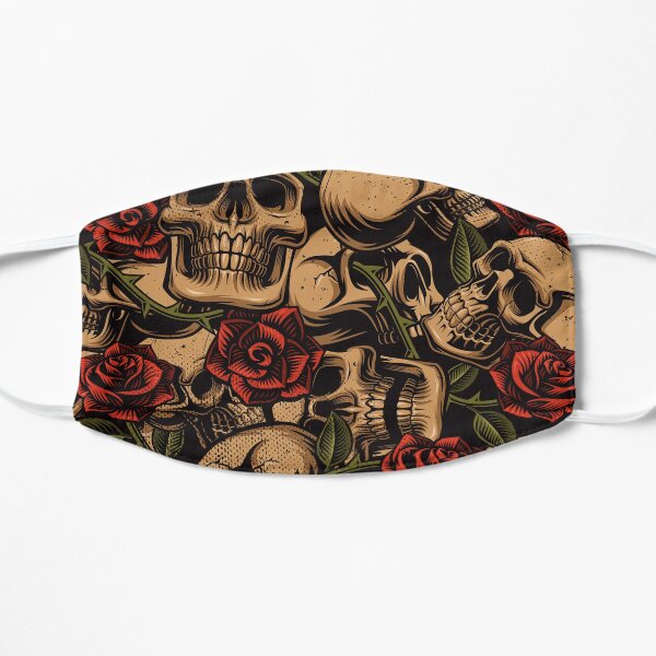 Skull and Roses Tattoo | Interesting, Unique Design | Strength and Protection Flat Mask
