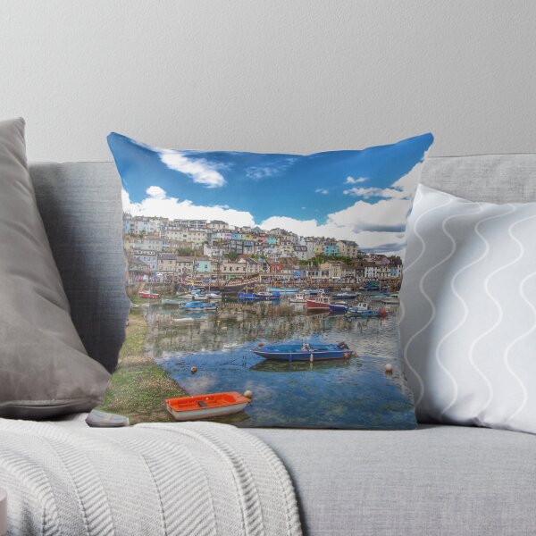 Brixham Harbour Devon Throw Pillow