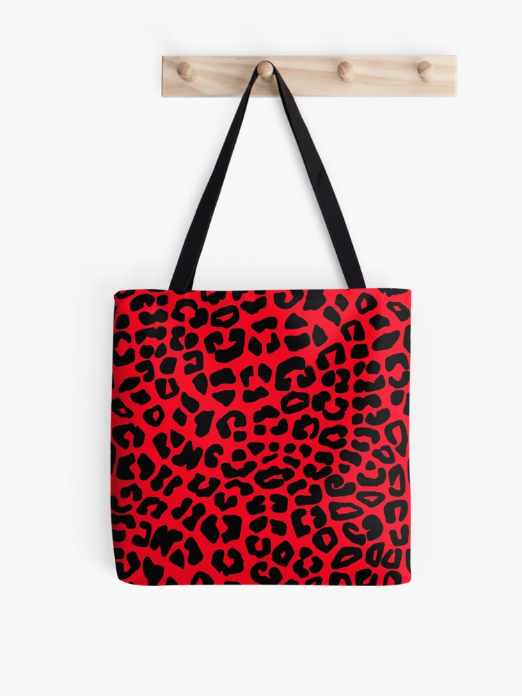 Red and Black Leopard Print Tote Bag