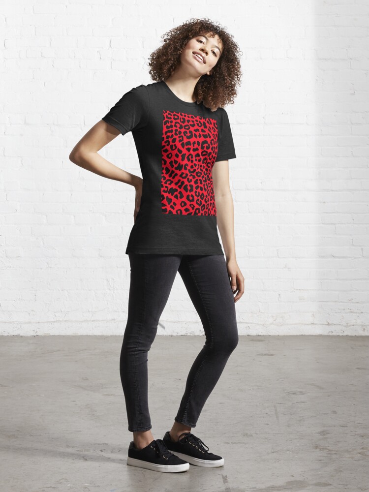 Red and Black Leopard Print Essential T-Shirt for Sale by OneThreeSix