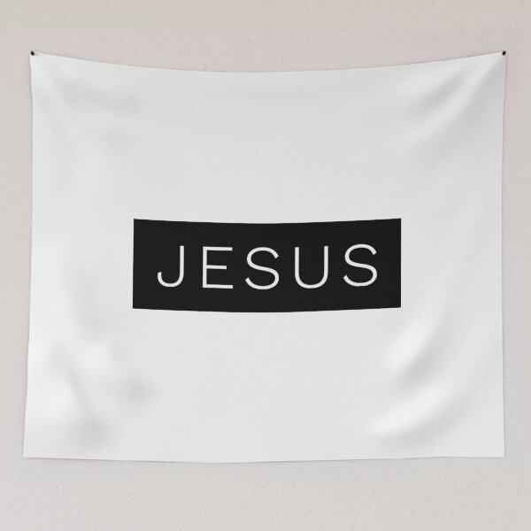 Item preview, Jesus in Thin White Bold Letters and Black Square Background designed and sold by bugtalk.