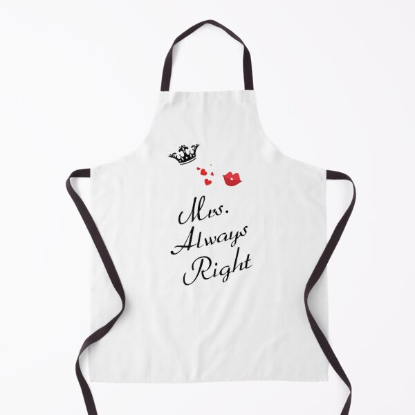 Mr Right et Mrs Always Right kiss/moustache cadeau tablier ensemble noir -  tablier de