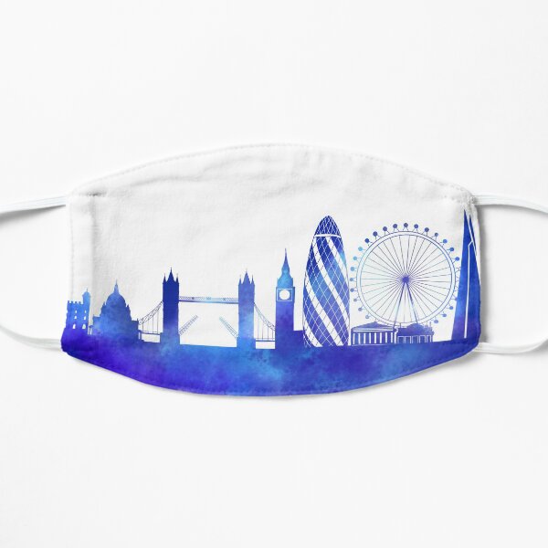 London skyline silhouette in blue watercolour Mask
