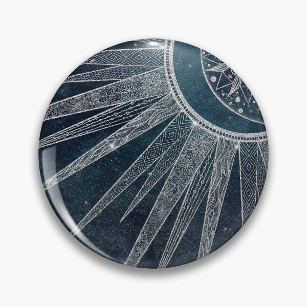 Aperçu de l'œuvre Design bleu élégant de mandala de griffonnage de lune de soleil d'argent créée et vendue par NdesignTrend.