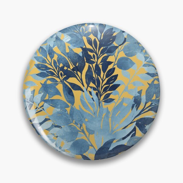Item preview, Summer Tropical Metallic Blue & Yellow Foliage Design designed and sold by NdesignTrend.