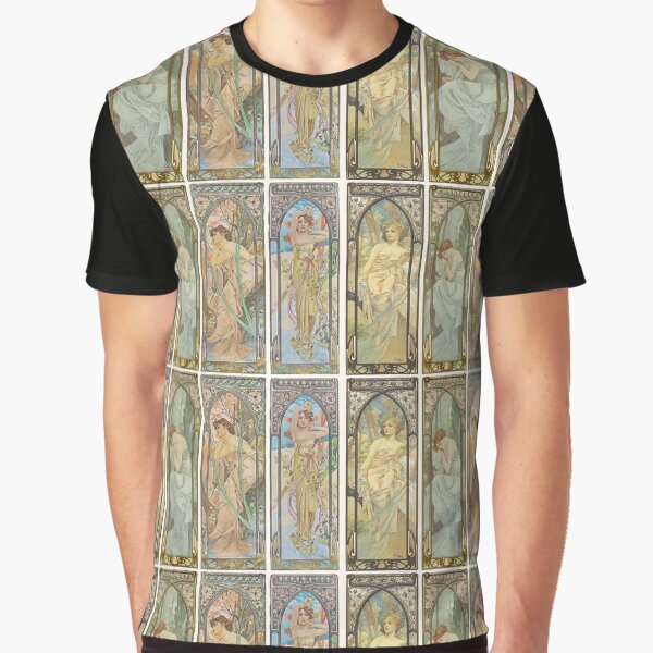 HD. Les moments de la journée (1899) série Alphonse Mucha HAUTE DÉFINITION T-shirt graphique