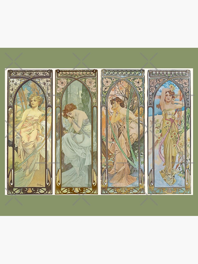 Discover HD. The times of the day (1899) serie Alphonse Mucha HIGH DEFINITION Tapestry