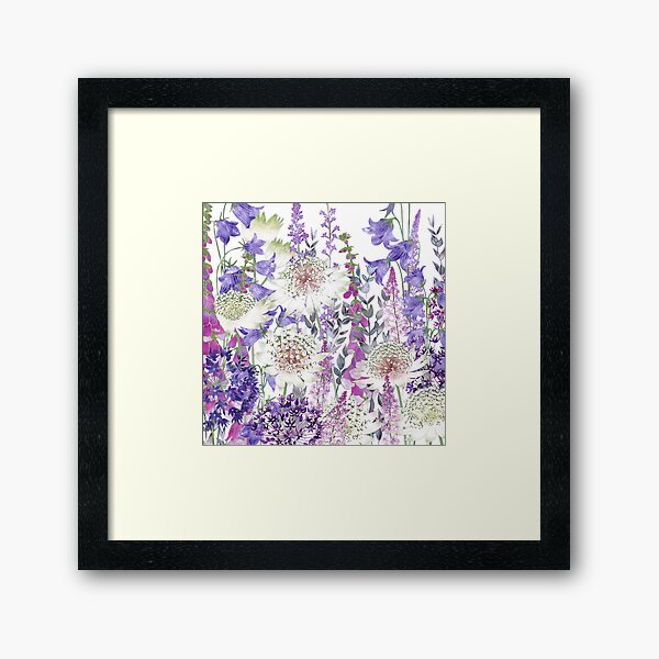 Flower Garden - Astrantia, Campanula, Foxgloves & Alliums Framed Art Print
