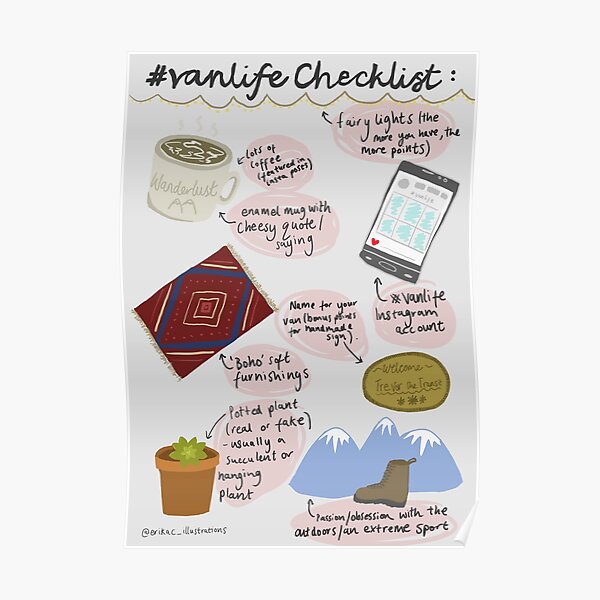 Vanlife checklist Poster