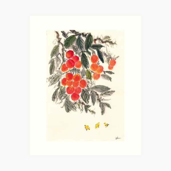 Lychee and Chickens Art Print