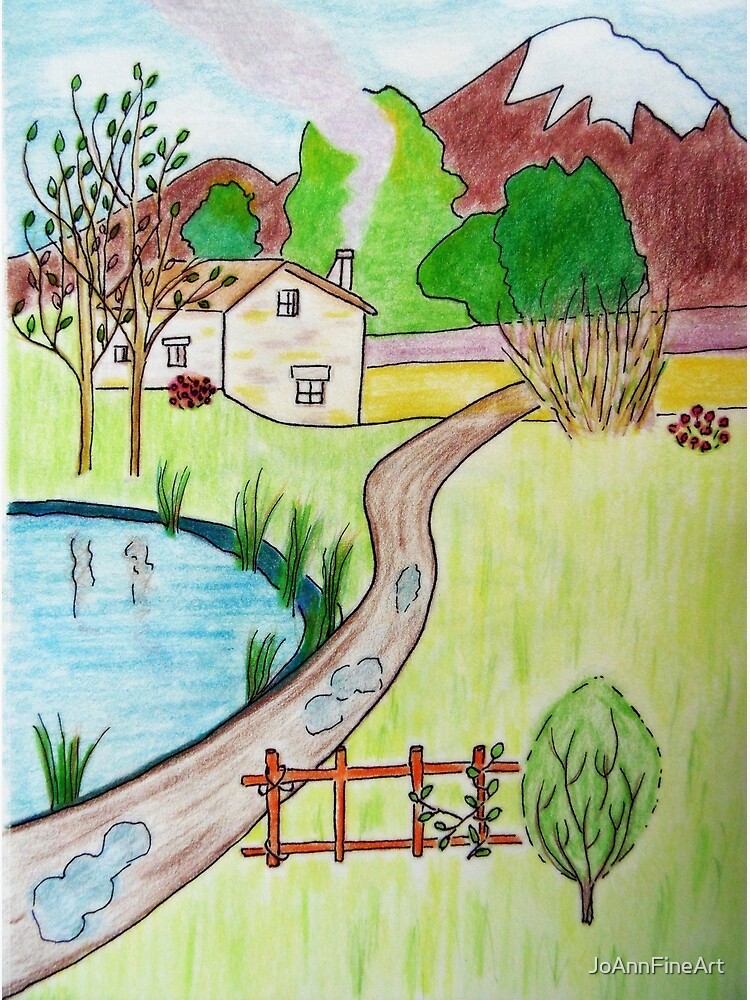 Beautiful village scenery drawing nature drawing easy | drawing for kids -  YouTube