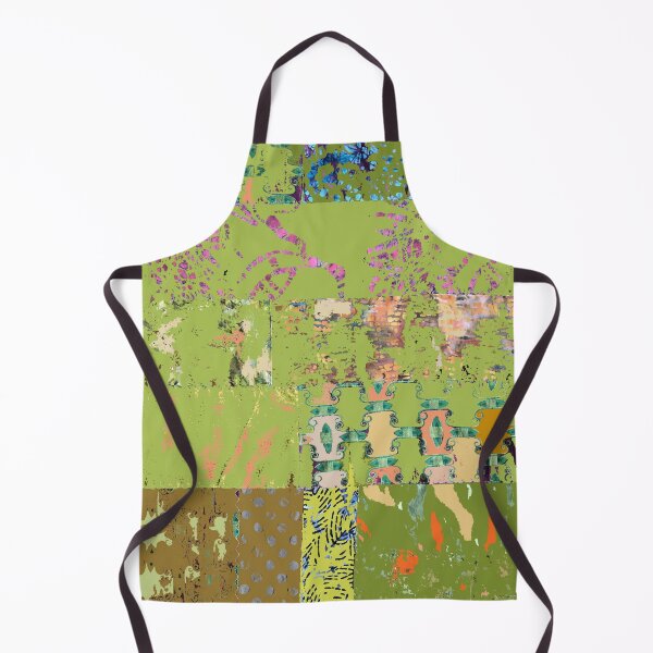 Item preview, Green textiles, mixed media, fiber art, tan beige green blue purple pink designed and sold by djrunnels.