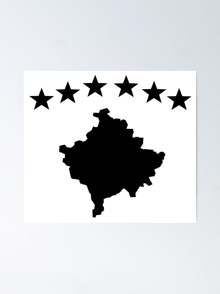 Poster mit Kosovo Flagge / weiß von emeksedesign