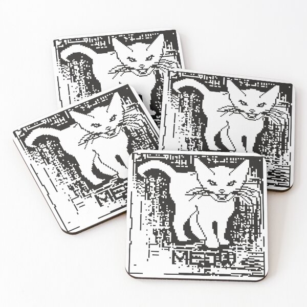 Item preview, White and black pixel meowing kitten designed and sold by Helena6.