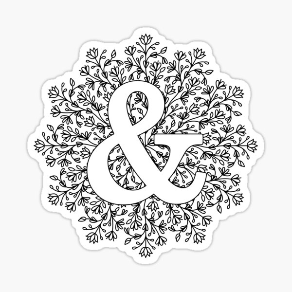 Fancy Floral Mandala Monogram Ampersand Sticker