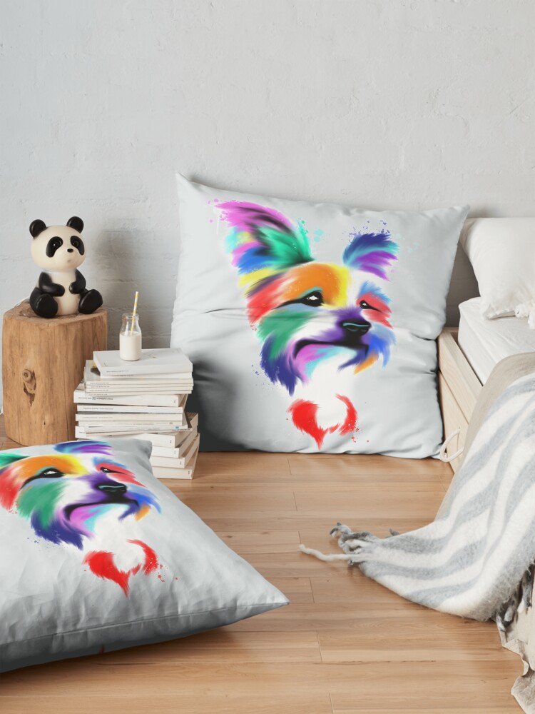 Alternate view of Rainbow Yorkie Floor Pillow
