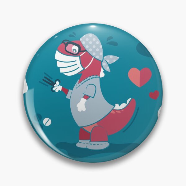 Item preview, The good reptile // turquoise background red t-rex dinosaur doctors or nurses designed and sold by SelmaCardoso.
