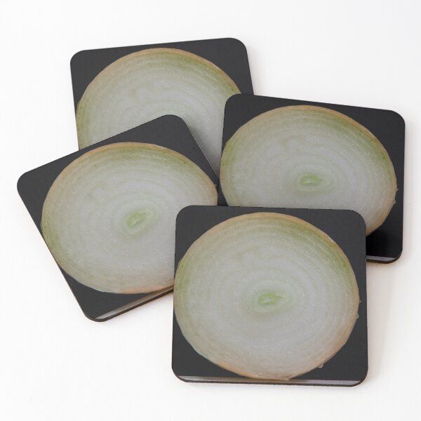 Item preview, Cut fresh white onion in front of black background.  designed and sold by krisgreenwood.