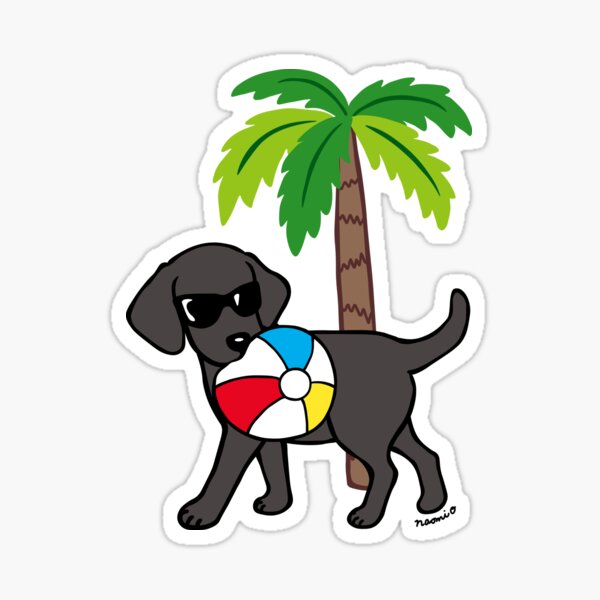 Cool Beach Black Labrador Sticker