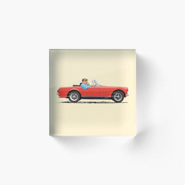 Flame Red coloured Mk3 MG Midget – with the round wheel arches Acrylic Block