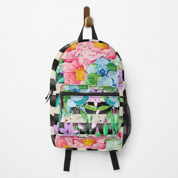 Item preview, Modern stripes and tropical flowers hand paint designed and sold by InovArtS.