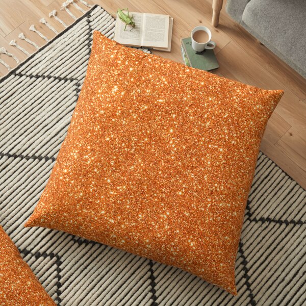 Orange Glitter Sparkle Pattern Floor Pillow