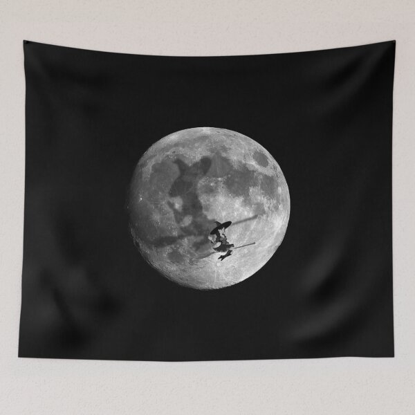 Item preview, Black and White Full Moon Witches Shadow designed and sold by Creepyhollow.