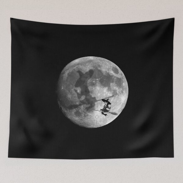 Item preview, Black Shadow of Witch Flying Over Full Moon with the Wrong Shadow designed and sold by Creepyhollow.