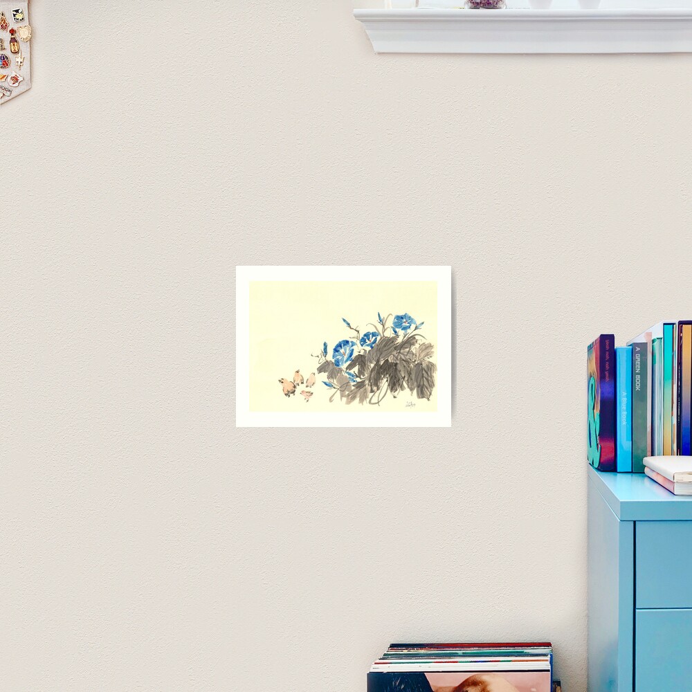 Morning Glory and Chickens Art Print